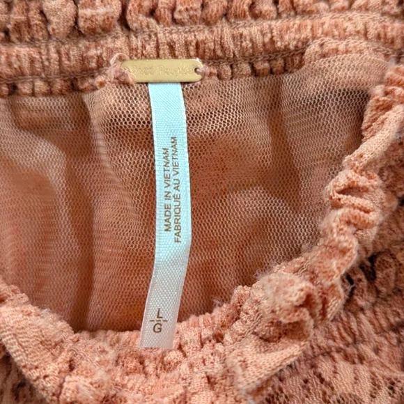 NWT Free People Emily Savannah Red Off-Shoulder Crop Top, Sz L - Picture 4 of 13